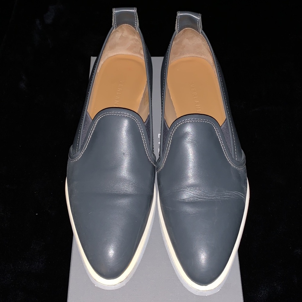 Everlane Grey&White Leather Slip On Shoes in Size 9